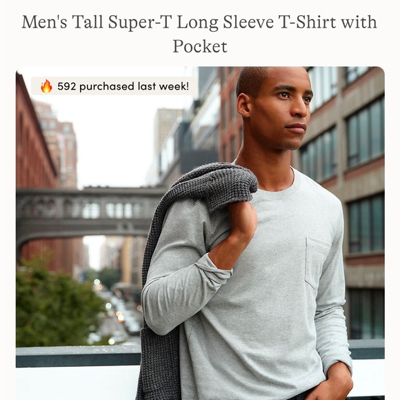 Men's Tall Super-T Long Sleeve T-Shirt with Pocket - Picture 6 of 6